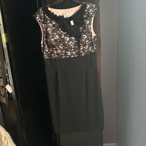 dressbarn Black and Pink Lace Midi Dress